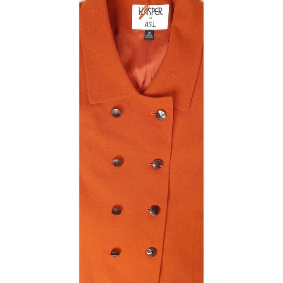 Vintage Kasper ASL Women's Double Breasted Blazer Orange Wool Size 14 - Picture 2 of 7